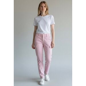 J.Crew Pink Cargo Pants 26 Slim Fit Cotton AL406 Mid Rise Stretch Soft Summer